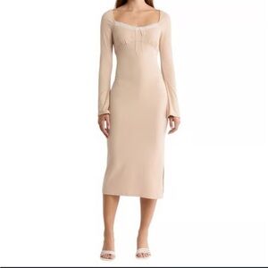 2/$30 Lush Babydoll Bow Detail Rib Tan Dress sz XL